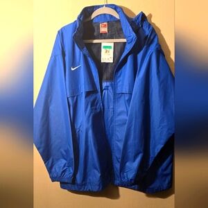 Vintage Nike Windbreaker Jacket Men XL Extra Large Blue Full Zip Detachable Hood